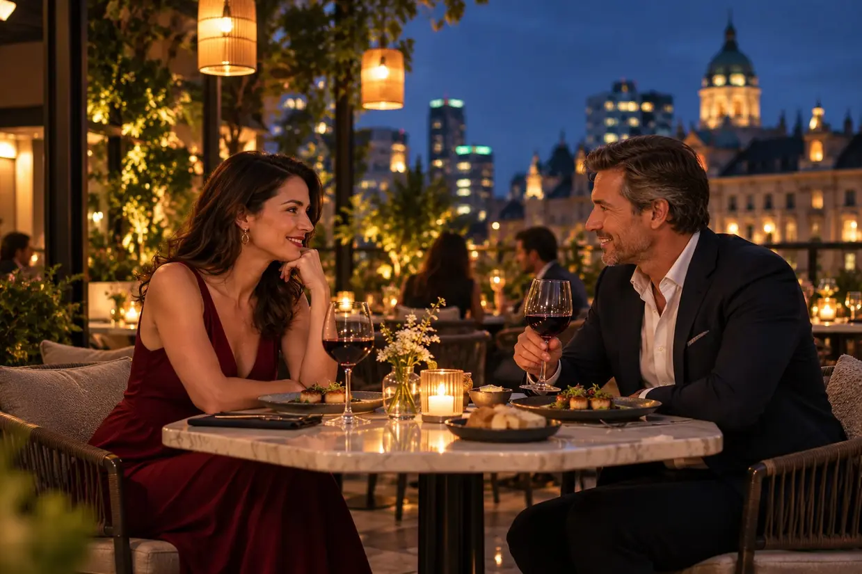 Un couple adulte partageant un souper aux chandelles